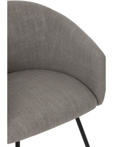 Fauteuil de table moderne en Tissu Gris Métal Noir Wales - 7