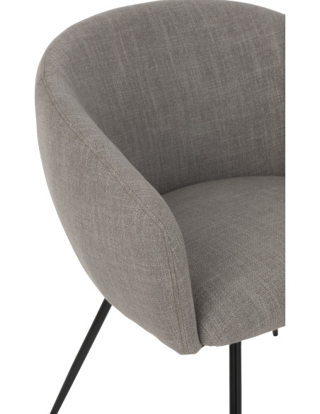 Fauteuil de table moderne en Tissu Gris Métal Noir Wales - 8