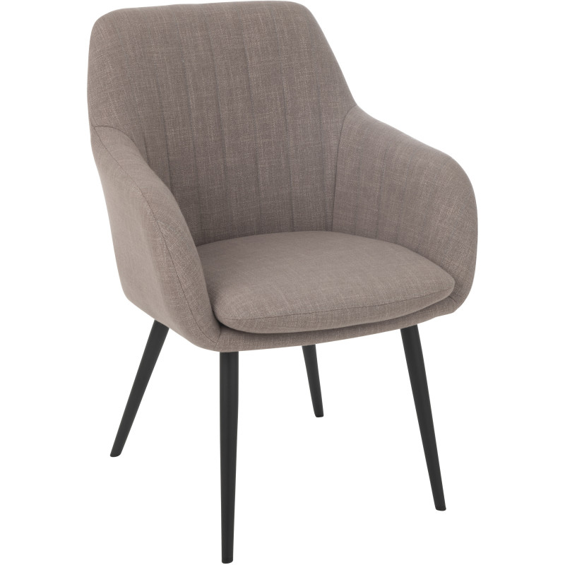 Fauteuil de table moderne en Tissu Taupe Métal Noir Miles - 1