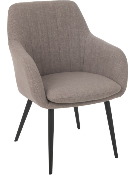 Fauteuil de table moderne en Tissu Taupe Métal Noir Miles - 1