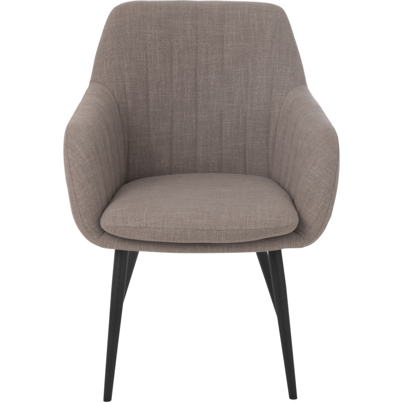 Fauteuil de table moderne en Tissu Taupe Métal Noir Miles - 2