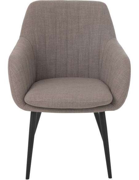 Fauteuil de table moderne en Tissu Taupe Métal Noir Miles - 2