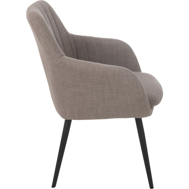 Fauteuil de table moderne en Tissu Taupe Métal Noir Miles - 3