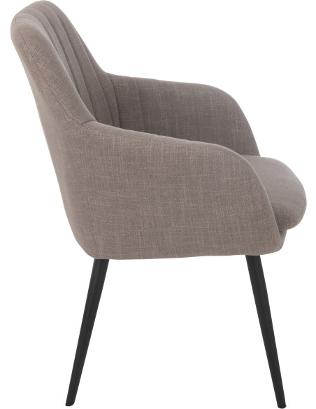 Fauteuil de table moderne en Tissu Taupe Métal Noir Miles - 3