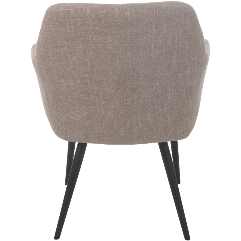 Fauteuil de table moderne en Tissu Taupe Métal Noir Miles - 4