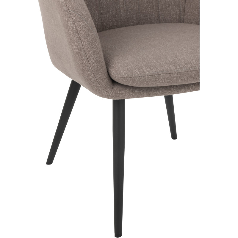 Fauteuil de table moderne en Tissu Taupe Métal Noir Miles - 5