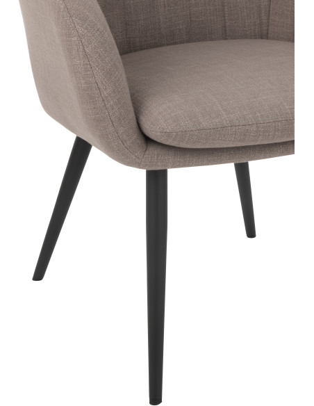 Fauteuil de table moderne en Tissu Taupe Métal Noir Miles - 5