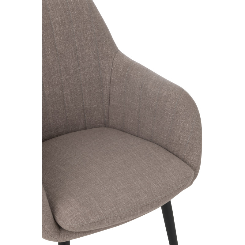 Fauteuil de table moderne en Tissu Taupe Métal Noir Miles - 6