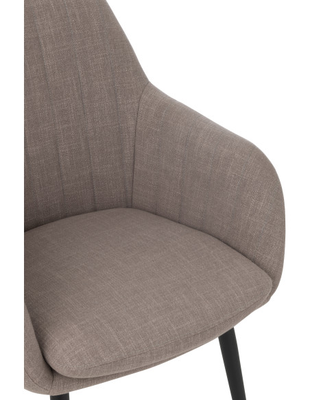 Fauteuil de table moderne en Tissu Taupe Métal Noir Miles - 6