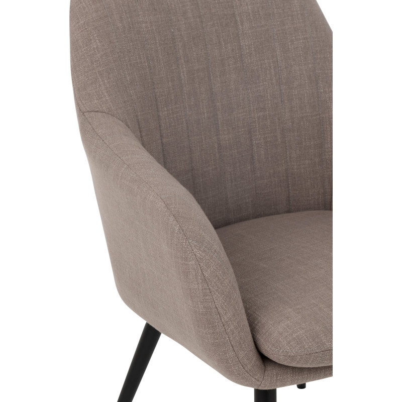Fauteuil de table moderne en Tissu Taupe Métal Noir Miles - 7