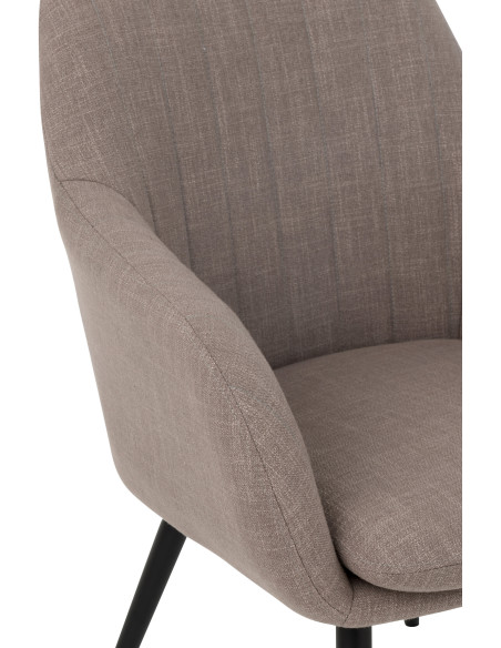 Fauteuil de table moderne en Tissu Taupe Métal Noir Miles - 7