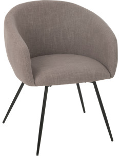 Fauteuil de table moderne en Tissu Taupe Métal Noir Wales - 1