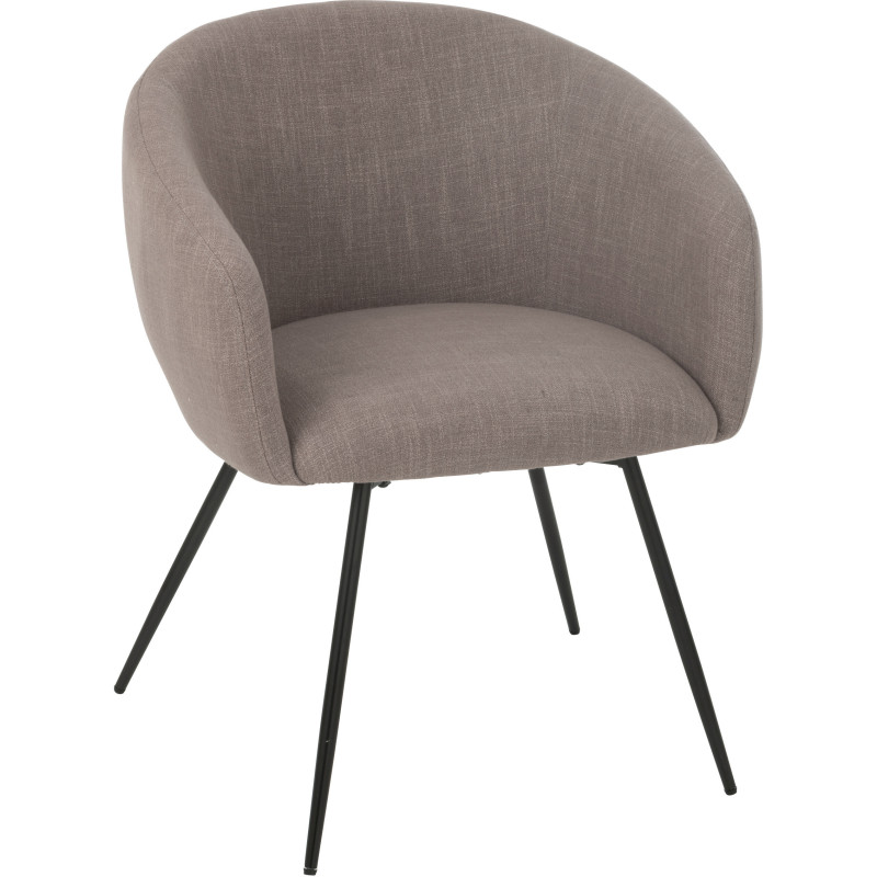 Fauteuil de table moderne en Tissu Taupe Métal Noir Wales - 1