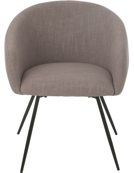 Fauteuil de table moderne en Tissu Taupe Métal Noir Wales - 3