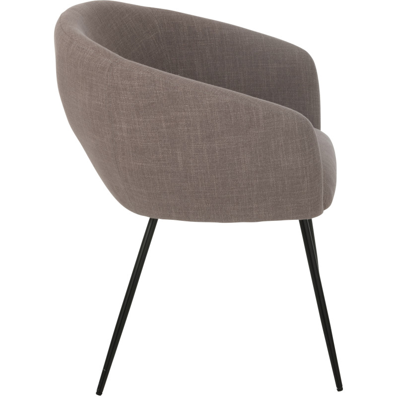 Fauteuil de table moderne en Tissu Taupe Métal Noir Wales - 4