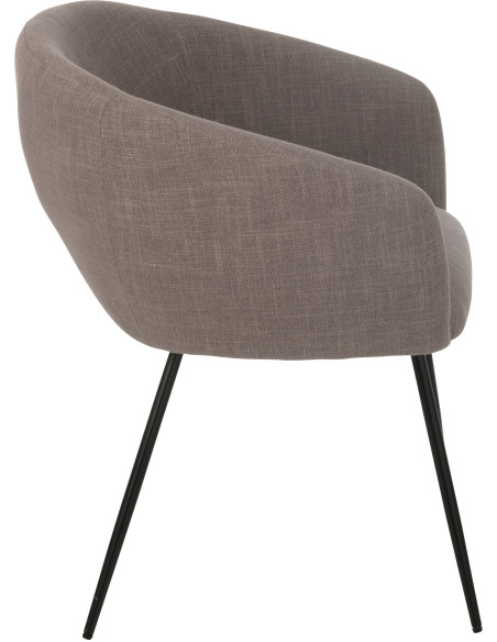 Fauteuil de table moderne en Tissu Taupe Métal Noir Wales - 4