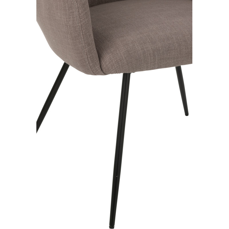 Fauteuil de table moderne en Tissu Taupe Métal Noir Wales - 6