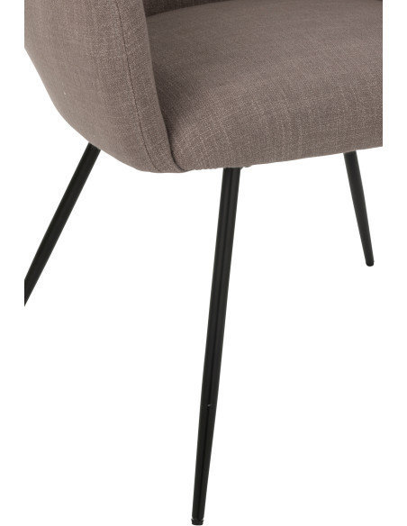 Fauteuil de table moderne en Tissu Taupe Métal Noir Wales - 6
