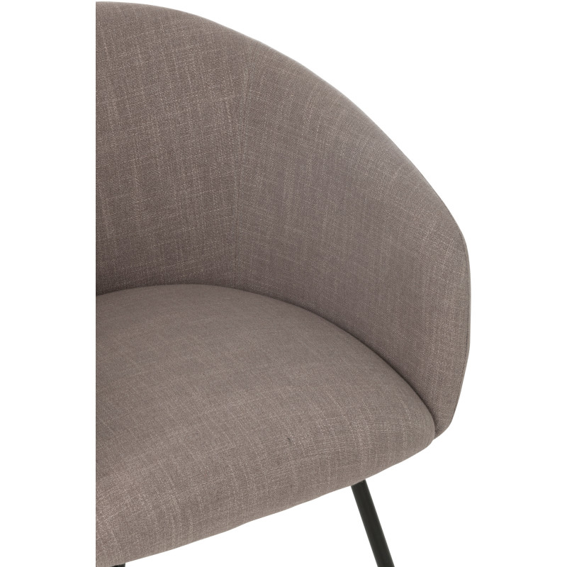 Fauteuil de table moderne en Tissu Taupe Métal Noir Wales - 7