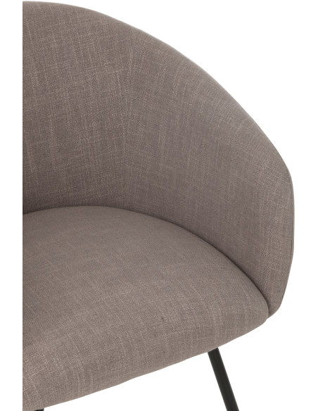 Fauteuil de table moderne en Tissu Taupe Métal Noir Wales - 7