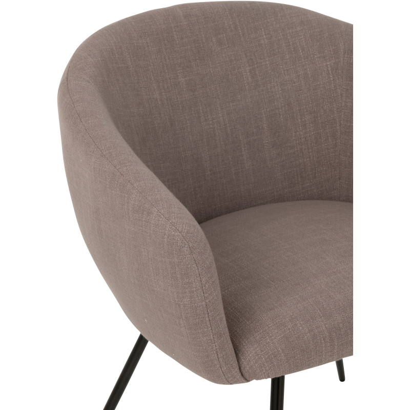 Fauteuil de table moderne en Tissu Taupe Métal Noir Wales - 8