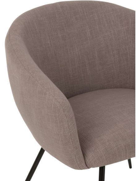 Fauteuil de table moderne en Tissu Taupe Métal Noir Wales - 8