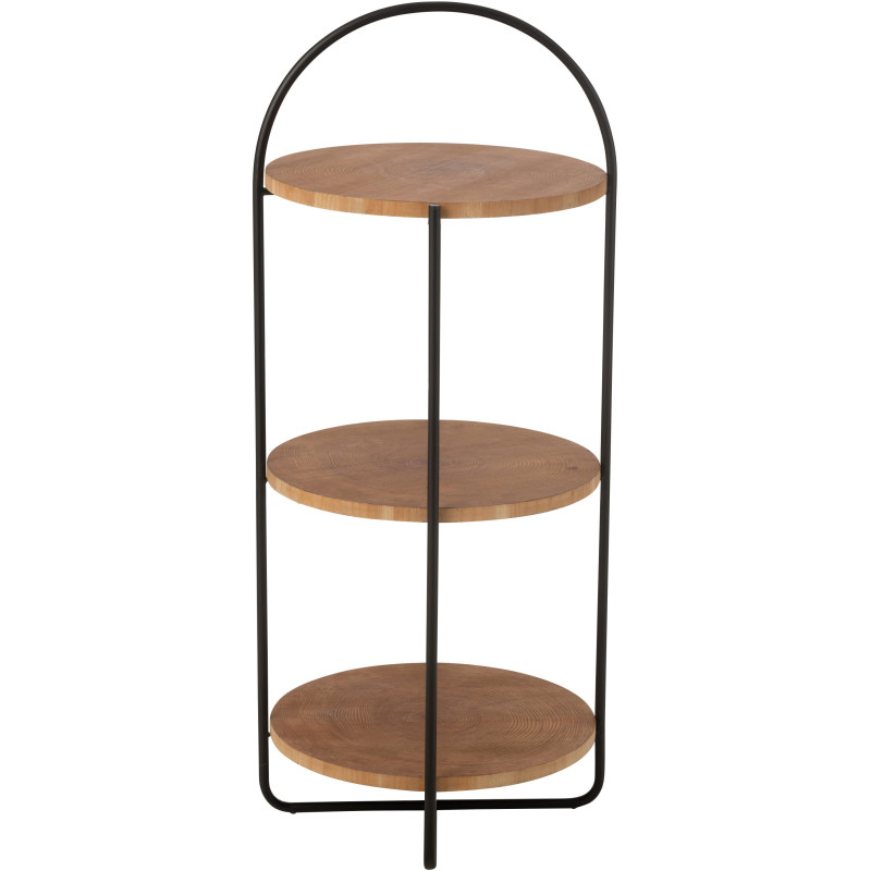 Étagère moderne Ronde 3 niveaux en Bois Naturel Métal Noir Mia - 2