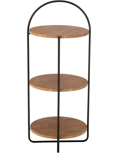 Étagère moderne Ronde 3 niveaux en Bois Naturel Métal Noir Mia - 2
