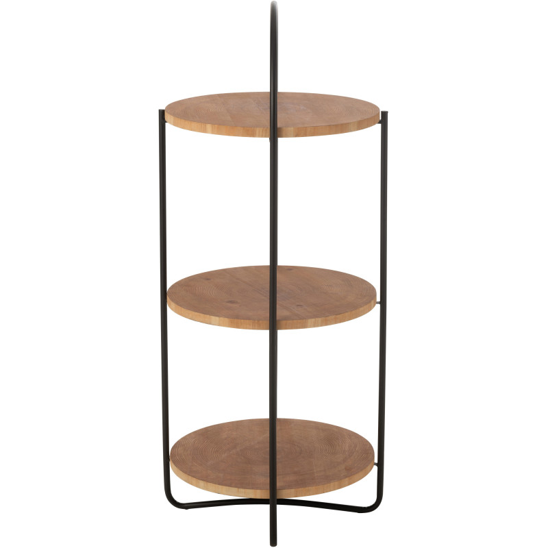 Étagère moderne Ronde 3 niveaux en Bois Naturel Métal Noir Mia - 3
