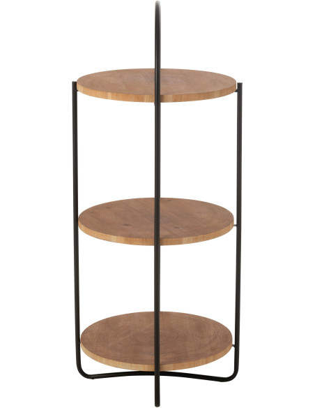 Étagère moderne Ronde 3 niveaux en Bois Naturel Métal Noir Mia - 3