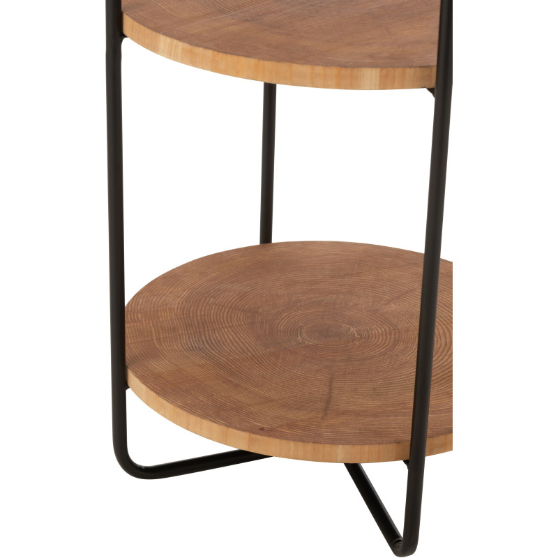 Étagère moderne Ronde 3 niveaux en Bois Naturel Métal Noir Mia - 4