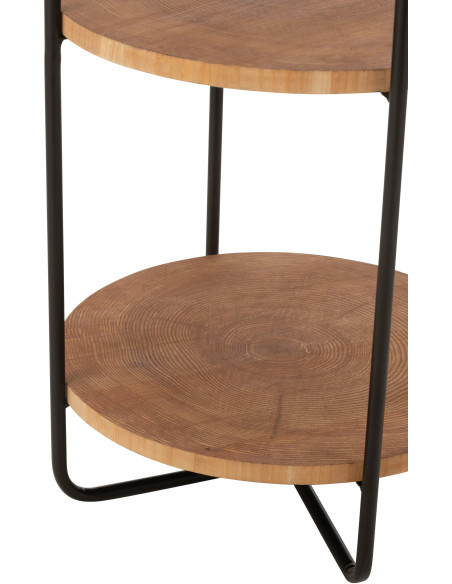 Étagère moderne Ronde 3 niveaux en Bois Naturel Métal Noir Mia - 4