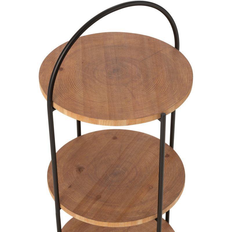 Étagère moderne Ronde 3 niveaux en Bois Naturel Métal Noir Mia - 5