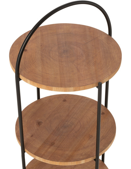 Étagère moderne Ronde 3 niveaux en Bois Naturel Métal Noir Mia - 5