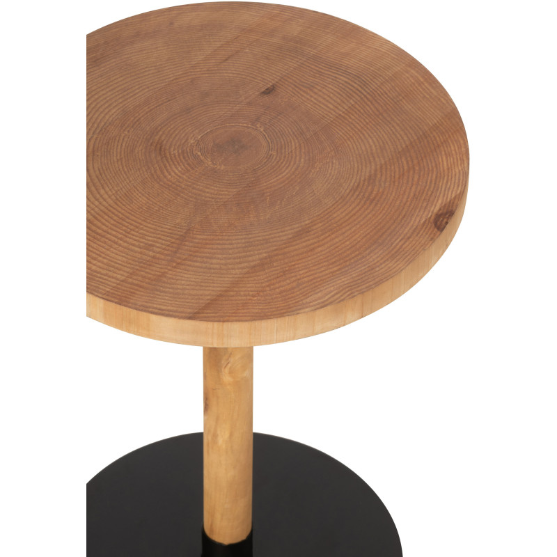 Sellette haute gigogne moderne Ronde en Bois Naturel Métal Noir Ron - 4