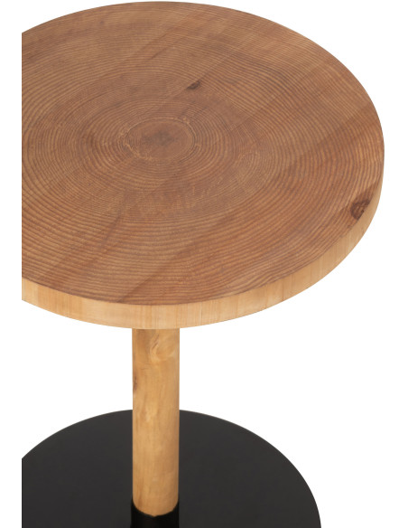 Sellette haute gigogne moderne Ronde en Bois Naturel Métal Noir Ron - 4