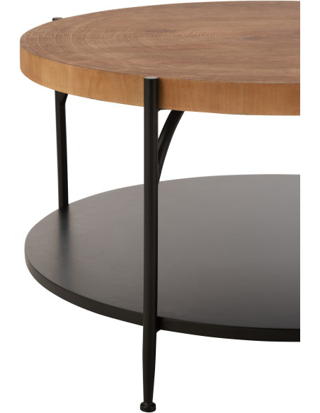 Table basse moderne Ronde 1 étagère en Bois Naturel Métal Noir Voni - 4