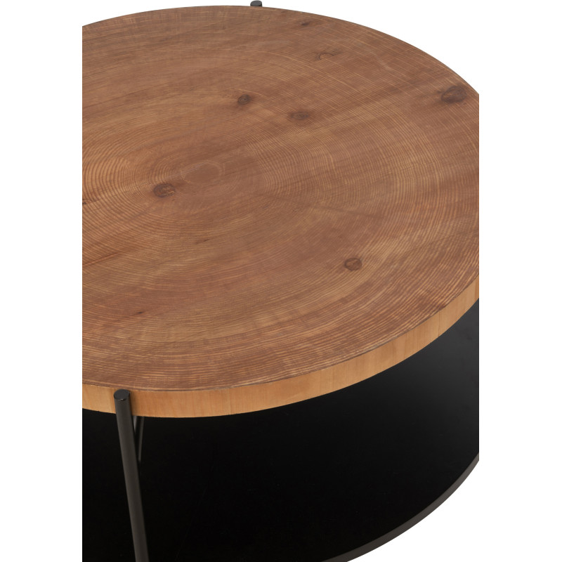 Table basse moderne Ronde 1 étagère en Bois Naturel Métal Noir Voni - 5