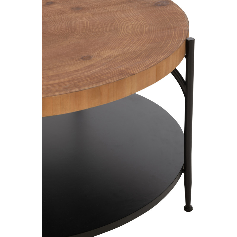 Table basse moderne Ronde 1 étagère en Bois Naturel Métal Noir Voni - 6