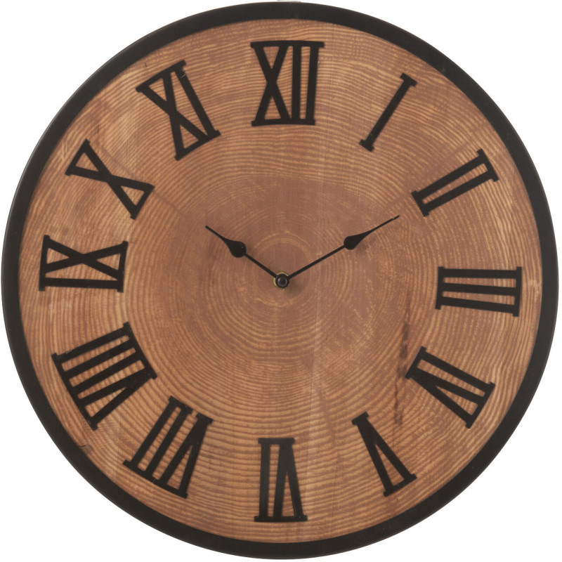 Horloge originale industrielle Murale Ronde 40 cm en Bois Naturel Métal Noir Farlia - 1