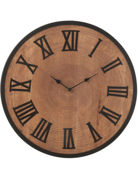 Horloge originale industrielle Murale Ronde 40 cm en Bois Naturel Métal Noir Farlia - 1