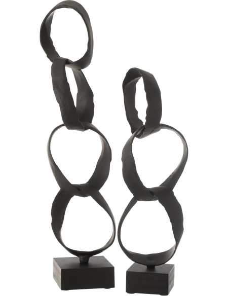 Décoration sur pied Anneaux 65 cm Linkyo en Métal Noir - 3