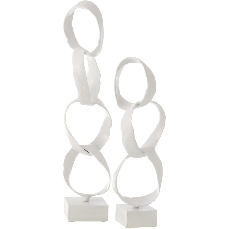 Décoration sur pied Anneaux 65 cm Linkyo en Métal Blanc - 2