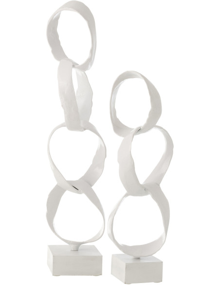 Décoration sur pied Anneaux 65 cm Linkyo en Métal Blanc - 2