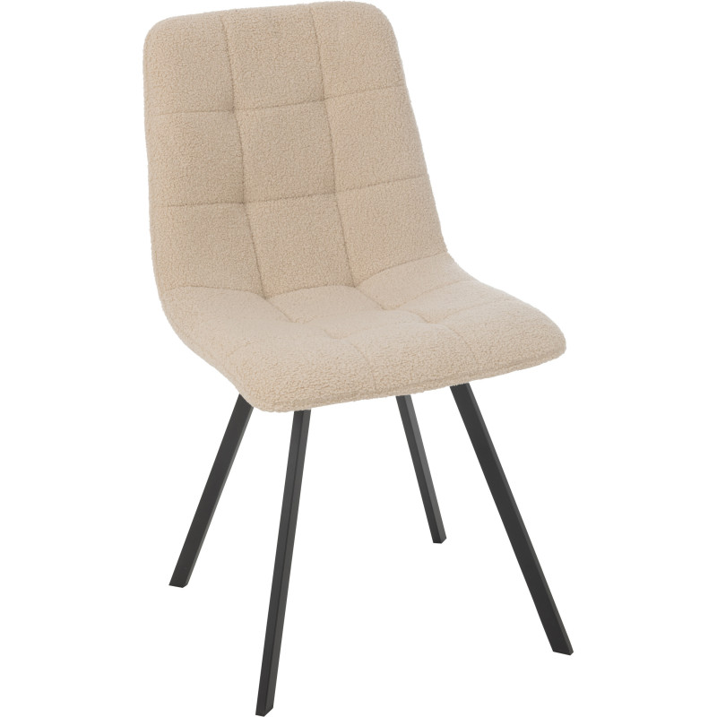Chaise moderne en Tissu Blanc Bouclette Métal Noir Clarck - 1