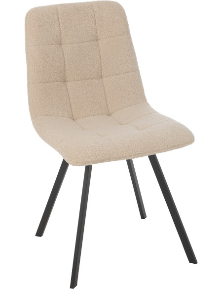 Chaise moderne en Tissu Blanc Bouclette Métal Noir Clarck - 1