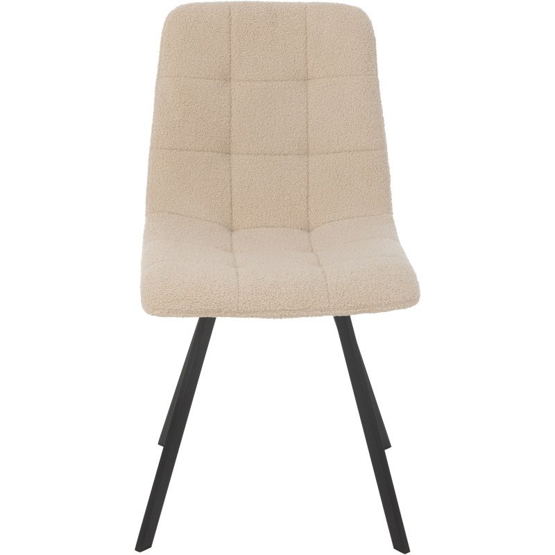 Chaise moderne en Tissu Blanc Bouclette Métal Noir Clarck - 2