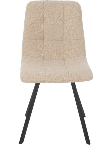 Chaise moderne en Tissu Blanc Bouclette Métal Noir Clarck - 2