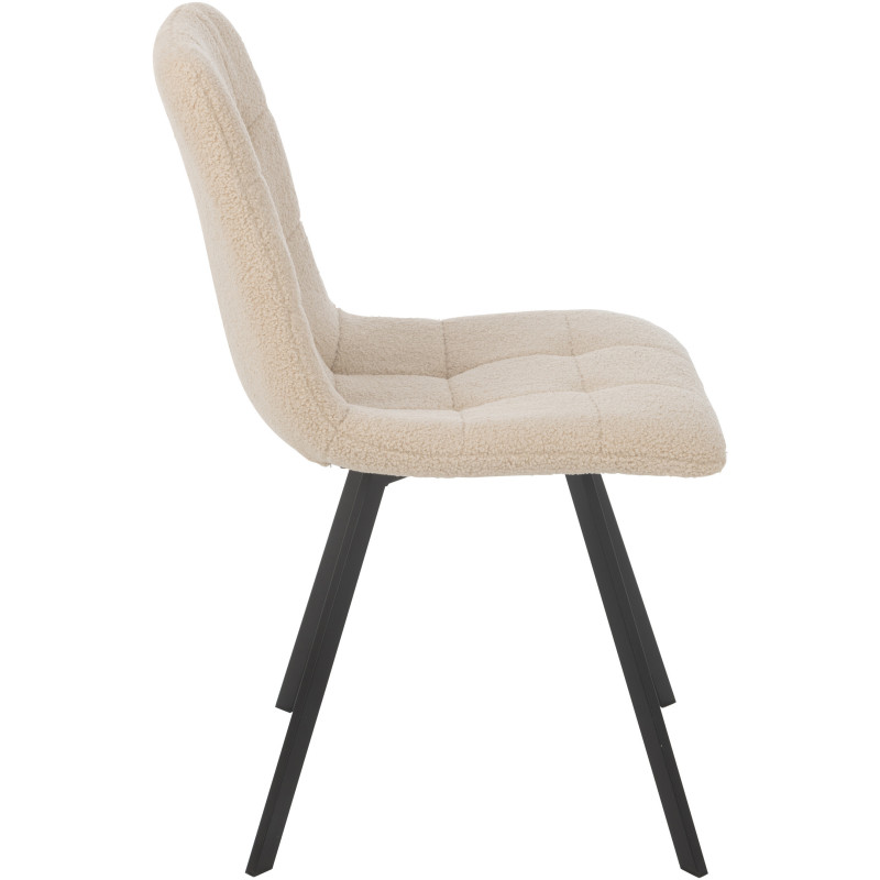 Chaise moderne en Tissu Blanc Bouclette Métal Noir Clarck - 3