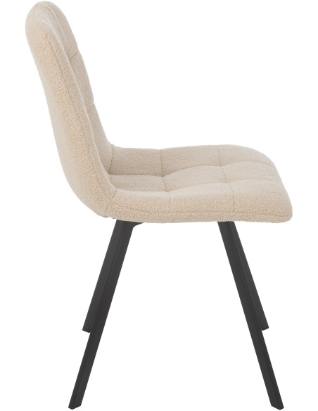 Chaise moderne en Tissu Blanc Bouclette Métal Noir Clarck - 3